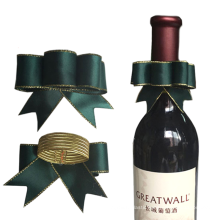 wholesale pre-tied wine bottles neck decorations handmade ribbon bow